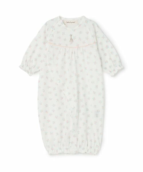Sophie la girafe / キリンのソフィー ロンパース | 花柄プリント2WAYオール【日本製】（ピンク）