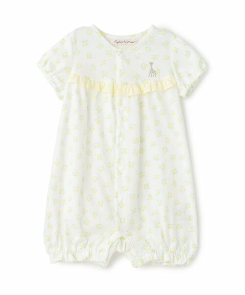 Sophie la girafe / キリンのソフィー ロンパース | 花柄プリントショートオール（クリーム）