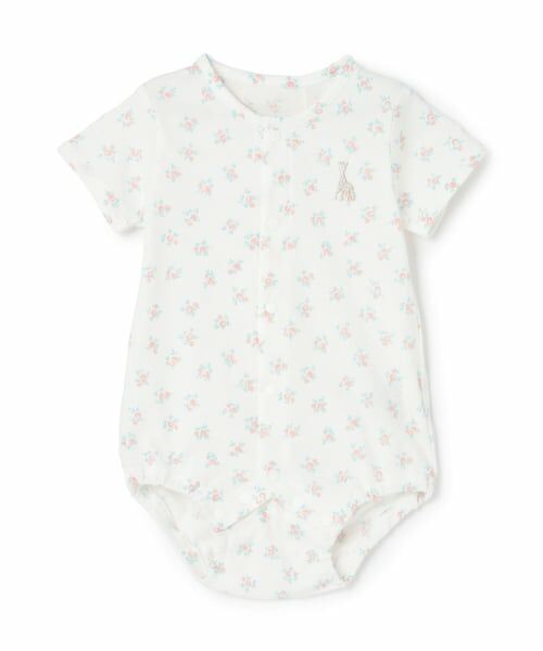 Sophie la girafe / キリンのソフィー ロンパース | 花柄ボディスーツ【日本製】（ピンク）