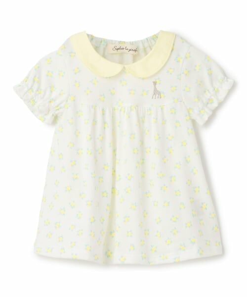 Sophie la girafe / キリンのソフィー Tシャツ | 花柄プリント半袖Tシャツ（クリーム）