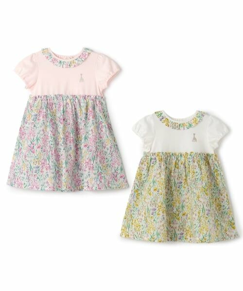 Sophie la girafe / キリンのソフィー ミニ丈・ひざ丈ワンピース | リップル花柄半袖ワンピース | 詳細6