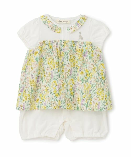 Sophie la girafe / キリンのソフィー ロンパース | リップル花柄ショートオール（オフ ホワイト）