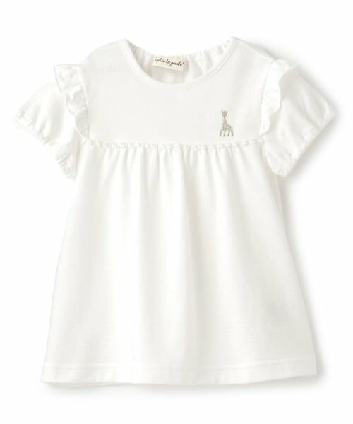 Sophie la girafe / キリンのソフィー ベビー・キッズウエア | レース半袖Tシャツ【日本製】（オフ ホワイト）