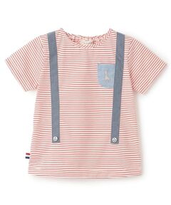 Sophie la girafe / キリンのソフィー ベビー・キッズウエア | ボーダーサスペンダー半袖Ｔシャツ【日本製】