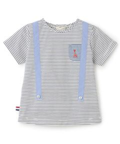 Sophie la girafe / キリンのソフィー ベビー・キッズウエア | ボーダーサスペンダー半袖Ｔシャツ【日本製】