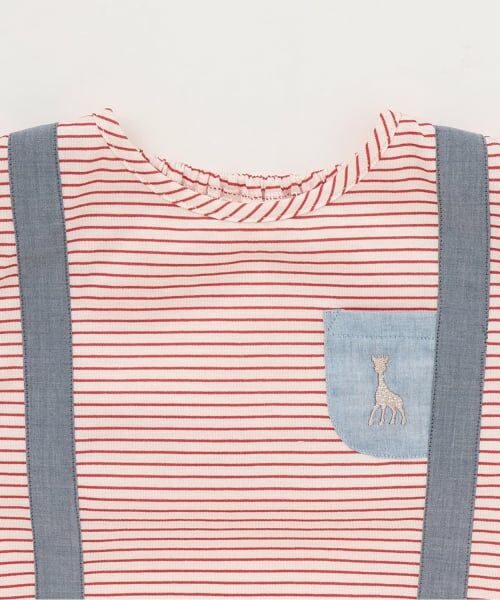Sophie la girafe / キリンのソフィー ベビー・キッズウエア | ボーダーサスペンダー半袖Ｔシャツ【日本製】 | 詳細2