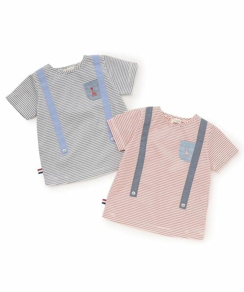Sophie la girafe / キリンのソフィー ベビー・キッズウエア | ボーダーサスペンダー半袖Ｔシャツ【日本製】 | 詳細7
