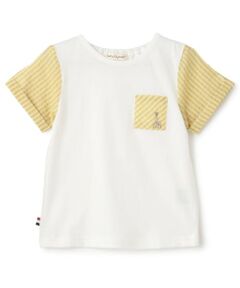 Sophie la girafe / キリンのソフィー Tシャツ | 袖チェックサッカー半袖Tシャツ