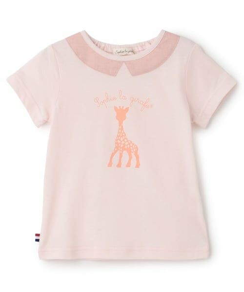 Sophie la girafe / キリンのソフィー ベビー・キッズウエア | 衿つきソフィプリント半袖Tシャツ（ピンク）