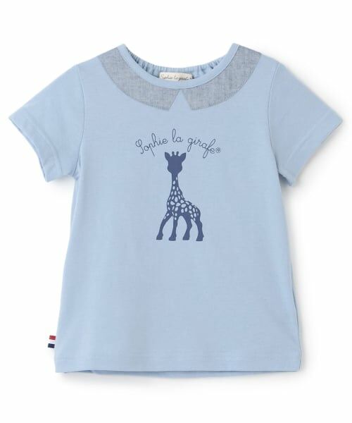 Sophie la girafe / キリンのソフィー ベビー・キッズウエア | 衿つきソフィプリント半袖Tシャツ（ブルー）