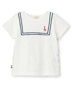 Sophie la girafe / キリンのソフィー ベビー・キッズウエア | ヨット柄サッカー切り替え半袖Tシャツ