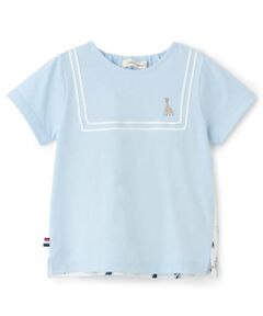 Sophie la girafe / キリンのソフィー ベビー・キッズウエア | ヨット柄サッカー切り替え半袖Tシャツ