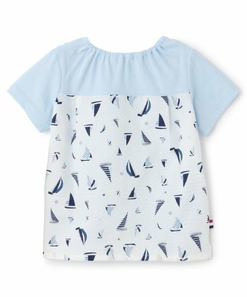 Sophie la girafe / キリンのソフィー ベビー・キッズウエア | ヨット柄サッカー切り替え半袖Tシャツ | 詳細1