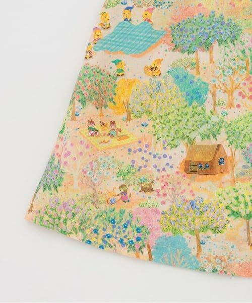 Sophie la girafe / キリンのソフィー ミニ丈・ひざ丈ワンピース | 森の中柄ティアードワンピース【日本製】 | 詳細4