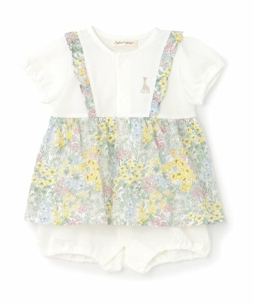 Sophie la girafe / キリンのソフィー ロンパース | 花柄ショートオール【日本製】（レモン イエロー）