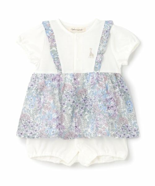 Sophie la girafe / キリンのソフィー ロンパース | 花柄ショートオール【日本製】（ラベンダー）