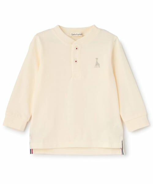 Sophie la girafe / キリンのソフィー Tシャツ | ヘンリーネック長袖Ｔシャツ（ECRU(キナリ)）