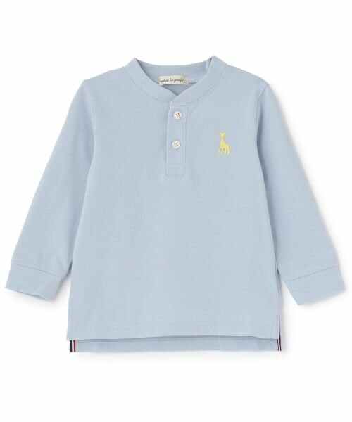 Sophie la girafe / キリンのソフィー Tシャツ | ヘンリーネック長袖Ｔシャツ（ライト ブルー）
