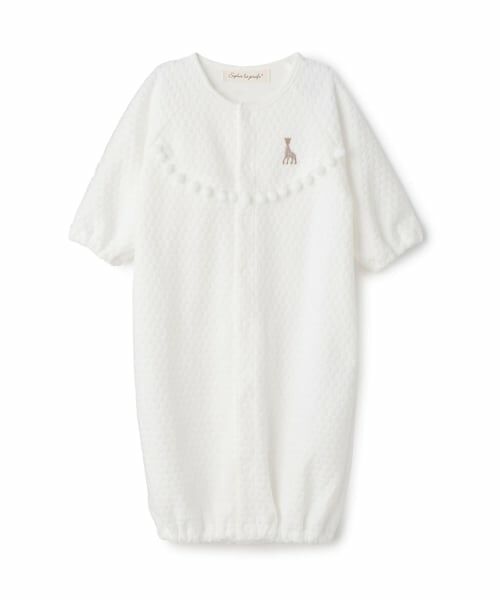 Sophie la girafe / キリンのソフィー ロンパース | 水玉ベロア2WAYオール【日本製】（オフ ホワイト）