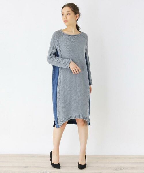 セール デニム調コンビニットワンピース ミニ丈 ひざ丈ワンピース Soup スープ ファッション通販 タカシマヤファッションスクエア