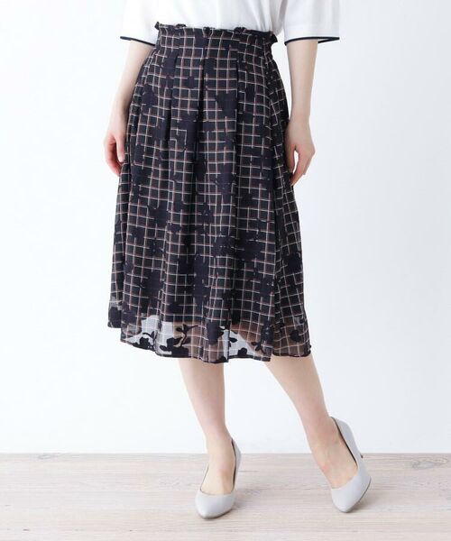 セール 大きいサイズあり 13号 15号 格子 シャドー花柄スカート ミニ ひざ丈スカート Soup スープ ファッション通販 タカシマヤファッションスクエア