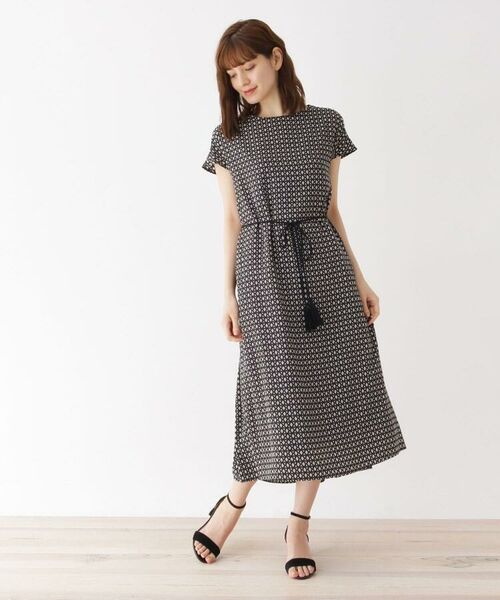 セール 大きいサイズあり 13号 15号 タッセルベルトつき総柄ワンピース ミニ丈 ひざ丈ワンピース Soup スープ ファッション通販 タカシマヤファッションスクエア