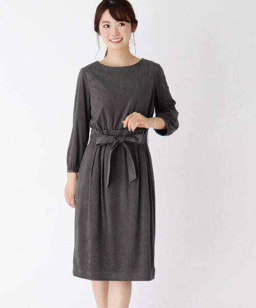 セール 大きいサイズあり 13号 スエード調共布ベルト付きワンピース ミニ丈 ひざ丈ワンピース Soup スープ ファッション通販 タカシマヤファッションスクエア