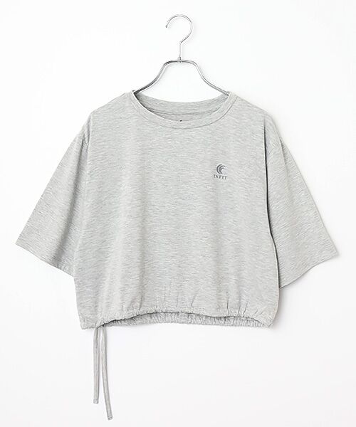SPORTS MARIO / スポーツマリオ Tシャツ | インフィット INFIT クロップド Tシャツ レディース スポーツ Tシャツ グレー ブラウン 茶色 グリーン 緑 スポーツ フィットネス ウェア ジム ヨガ ワークアウト 5FHL-2027（11/グレー）