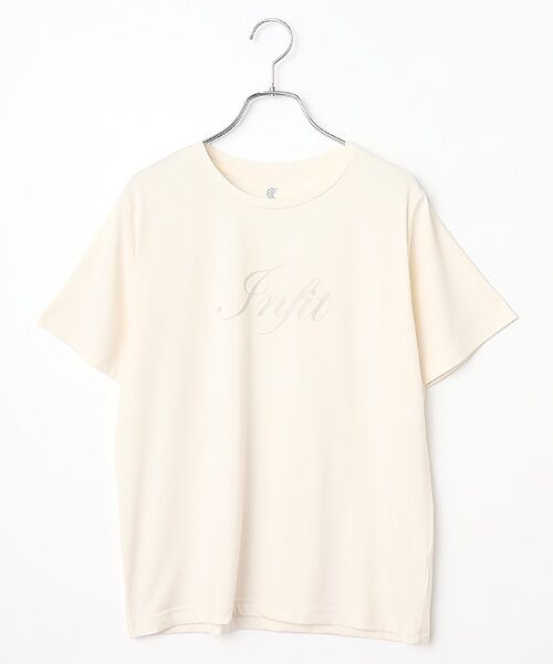 SPORTS MARIO / スポーツマリオ Tシャツ | インフィット INFIT 速乾プリントTシャツ レディース 春 夏 秋 冬 オールシーズン スポーツ フィットネス ヨガ ランニング トレーニング ジム ウェア 半袖 5FHL-2028（01/オフホワイト）