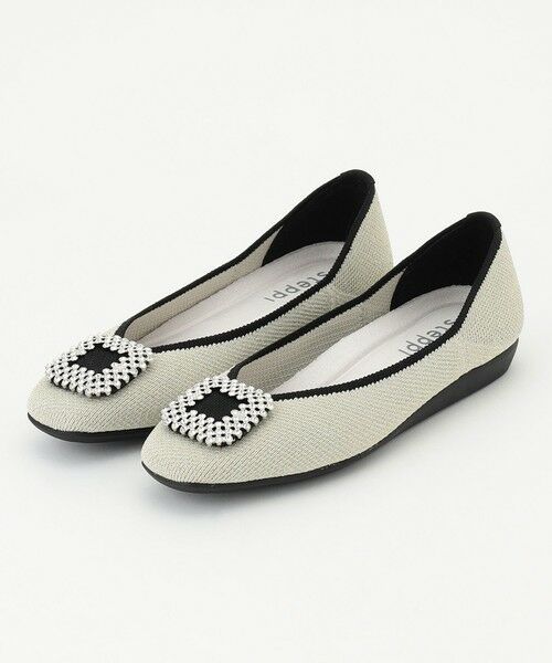 steppi/ステッピ 【洗える/撥水】ビジュー付 スクエア パンプス シルバー 4H