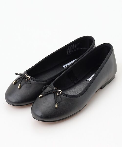 STEVE MADDEN/スティーブ・マデン リボン付きフラットパンプス BLK/LEAT 23.5 STEVE MADDEN/スティーブ・マデン リボン付きフラットパンプス BLK/LEAT 23.5