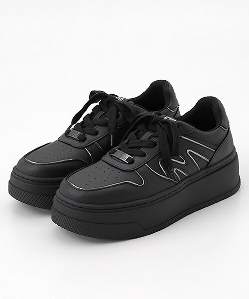 STEVE MADDEN/スティーブ・マデン メタルライン厚底スニーカー BK/PW 23.0 STEVE MADDEN/スティーブ・マデン メタルライン厚底スニーカー BK/PW 23.0