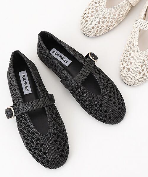STEVE MADDEN / スティーブ・マデン フラットシューズ | かぎ編み風メリージェーンフラットシューズ（BLK）