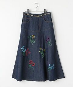フラワー刺繍スカート