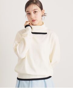 SunaUna / スーナウーナ ニット・セーター | 【web限定／衿バイカラー】スリットネックニット