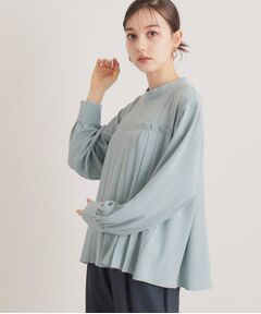 SunaUna / スーナウーナ シャツ・ブラウス | 【春色／プリーツ】スタンドネックブラウス