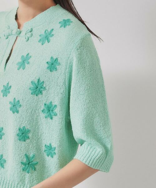 SunaUna / スーナウーナ ニット・セーター | 【手刺繍／花モチーフ】チャイナカラーニット | 詳細16