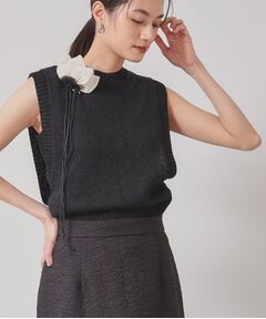 SunaUna / スーナウーナ ベスト | 【オリエンタルモチーフ／コサージュ付き】レイヤードニット