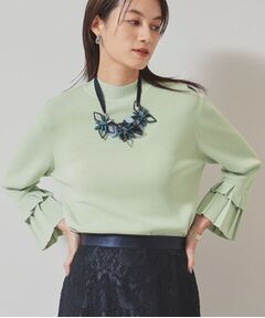 SunaUna / スーナウーナ ニット・セーター | 【春色／袖口プリーツ】ハイネックニット