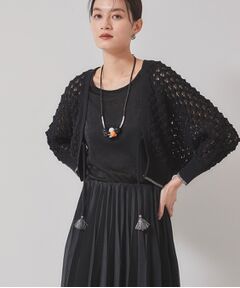 SunaUna / スーナウーナ カーディガン・ボレロ | 【透かし編み／ラメ入り】ドルマンスリーブボレロ