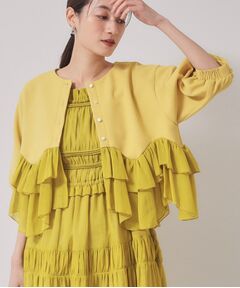 SunaUna / スーナウーナ カーディガン・ボレロ | 【裾シフォン／パフスリーブ】ペプラムブルゾン