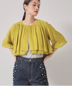 SunaUna / スーナウーナ レザーブルゾン・ジャケット | 【パウダーシフォン／バルーンスリーブ】クロプトブルゾン