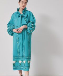 SunaUna / スーナウーナ ロング・マキシ丈ワンピース | 【スタンドフリル＆リボン】オリエンタルパネルワンピース