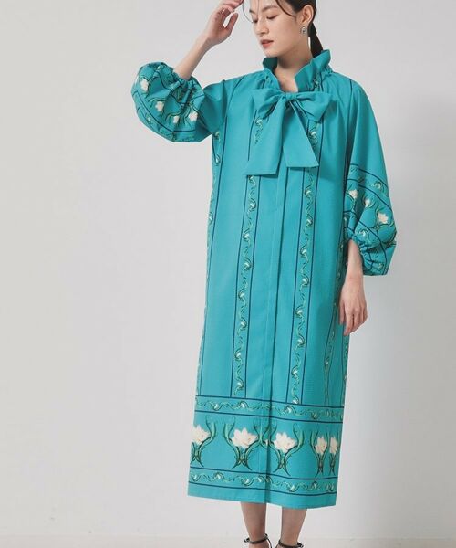 SunaUna / スーナウーナ ロング・マキシ丈ワンピース | 【スタンドフリル＆リボン】オリエンタルパネルワンピース | 詳細7