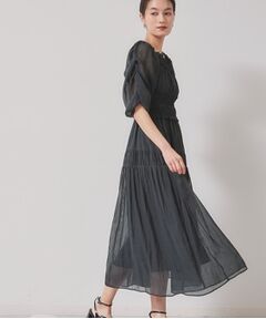 SunaUna / スーナウーナ ロング・マキシ丈ワンピース | 【パウダーシフォン／シャーリング】ロングワンピース