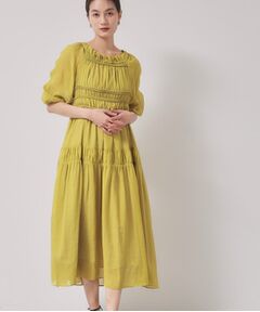 SunaUna / スーナウーナ ロング・マキシ丈ワンピース | 【パウダーシフォン／シャーリング】ロングワンピース