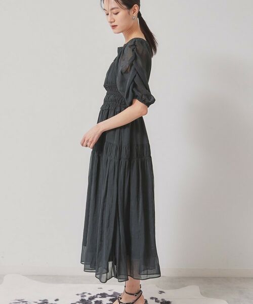 SunaUna / スーナウーナ ロング・マキシ丈ワンピース | 【パウダーシフォン／シャーリング】ロングワンピース | 詳細11