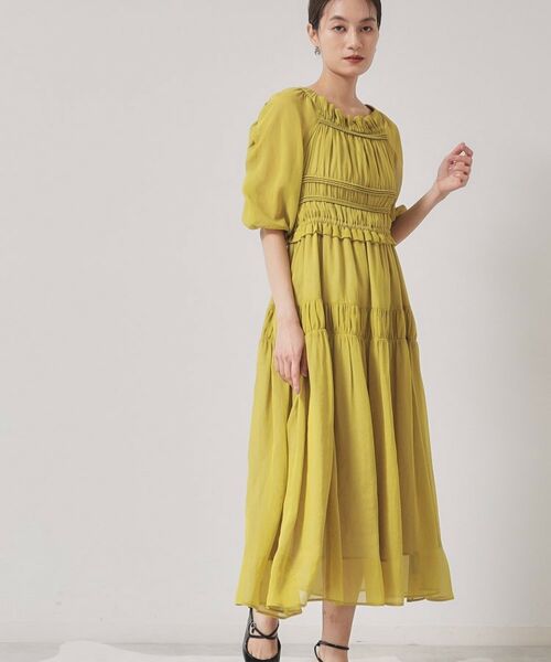 SunaUna / スーナウーナ ロング・マキシ丈ワンピース | 【パウダーシフォン／シャーリング】ロングワンピース | 詳細8