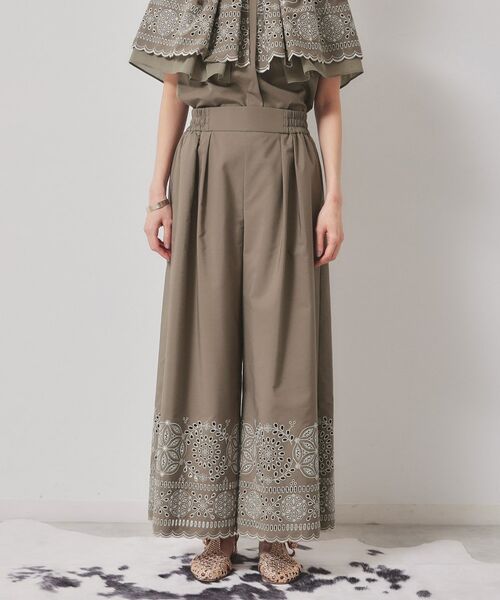 SunaUna / スーナウーナ パンツ | 【幾何柄／エンブロイダリー】ウエストゴムガウチョパンツ | 詳細10