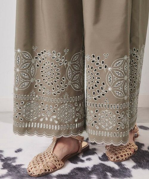 SunaUna / スーナウーナ パンツ | 【幾何柄／エンブロイダリー】ウエストゴムガウチョパンツ | 詳細16